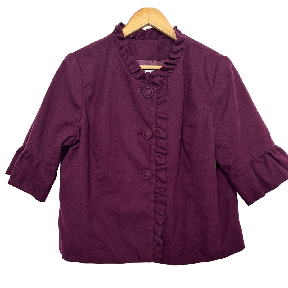 Merona Women's Size XXL Purple 3/4 Sleeve Jacket Large Button Down Career